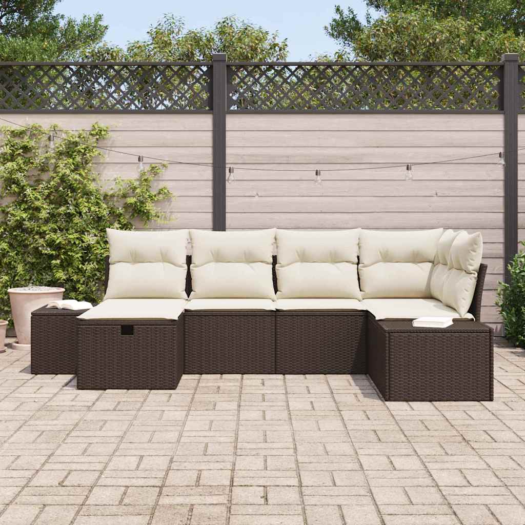 Garten-Sofa-Set 6 pcs Braun 55 x 62 x 69 cm Poly Rattan